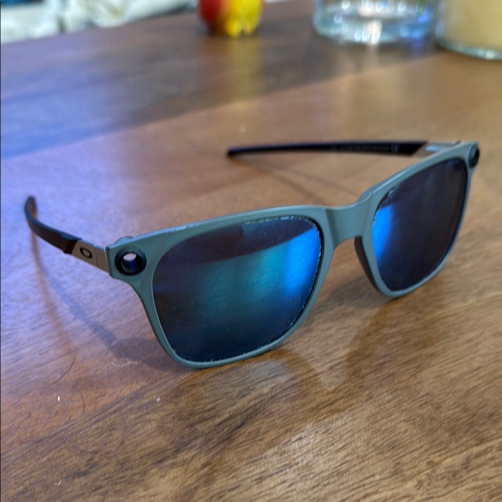 Oakley Matte Gray Sunglasses with Reflective Blue Lenses
